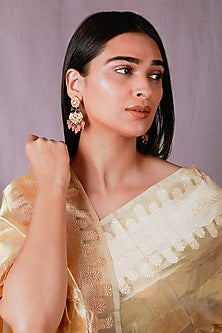 Gold Plated Mint Green Jadtar Beaded Rajwadi Necklace Set
