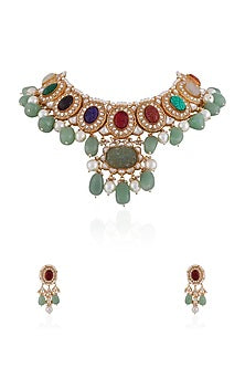 Gold Plated Pearl & Beaded Necklace Set