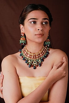 Gold Plated Pearl & Beaded Necklace Set