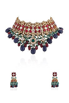 Gold Plated Pearl & Beaded Necklace Set
