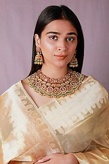Gold Plated Pearl & Beaded Necklace Set