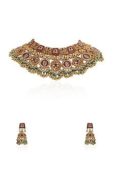 Gold Plated Pearl & Beaded Necklace Set