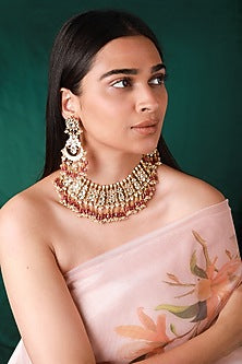 Gold Plated Pearl & Beaded Necklace Set