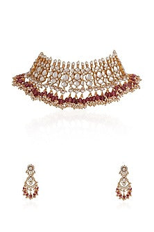 Gold Plated Pearl & Beaded Necklace Set