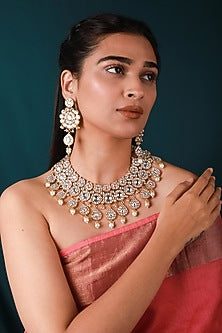 Gold Plated Pearl & Beaded Necklace Set