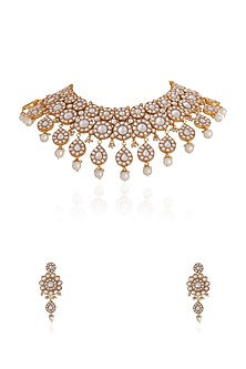 Gold Plated Pearl & Beaded Necklace Set