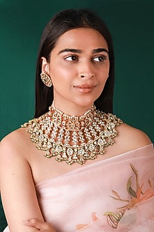 Gold Plated Pearl & Beaded Necklace Set