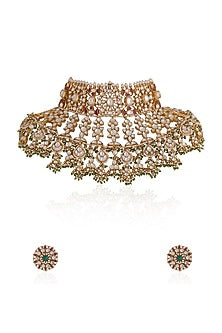 Gold Plated Pearl & Beaded Necklace Set