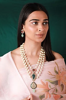Gold Plated Pearl & Beaded Necklace Set