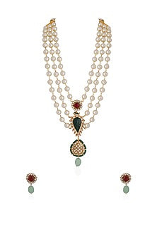 Gold Plated Pearl & Beaded Necklace Set