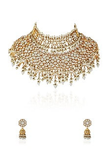 Gold Plated Pearl & Beaded Choker Necklace Set