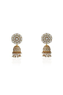 Gold Plated Pearl & Beaded Jhumka Earrings