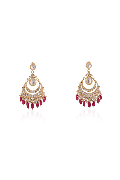 Gold Plated Pearl & Beaded Chandbali Earrings