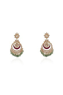 Gold Plated Pearl & Beaded Chandbali Earrings