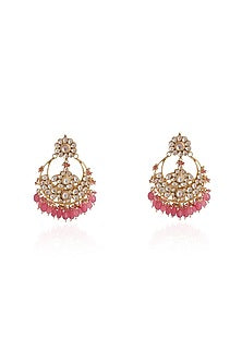 Gold Plated Pearl & Beaded Chandbali Earrings