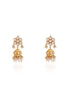 Gold Plated Pearl & Beaded Jhumka Earrings