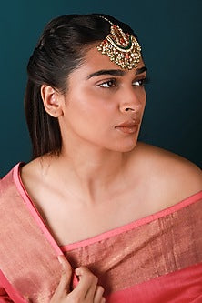 Gold Plated Pearl & Beaded Maangtikka