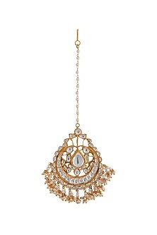 Gold Plated Pearl & Beaded Maangtikka