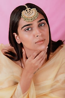Gold Plated Pearl & Beaded Maangtikka