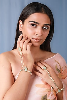 Gold Plated Pearl & Beaded Hathphool