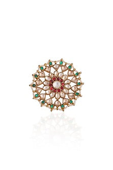 Gold Plated Pearl & Beaded Ring