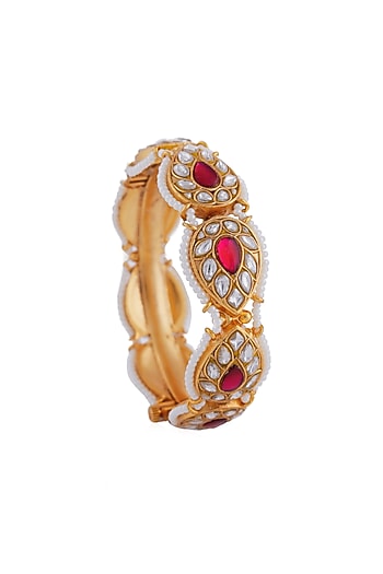 Gold Plated Pearl & Beaded Bangle