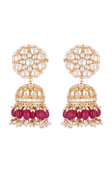 Gold Plated Ruby Jhumka Earrings