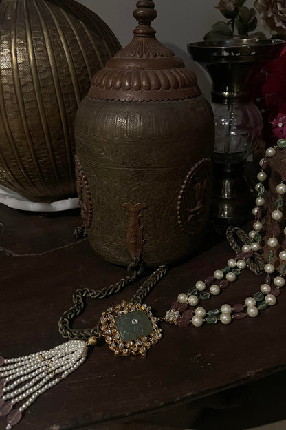 Gold Plated Rose Quartz Pendant Mala