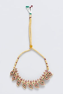 Gold Finish Red & Green Stone Arm Band