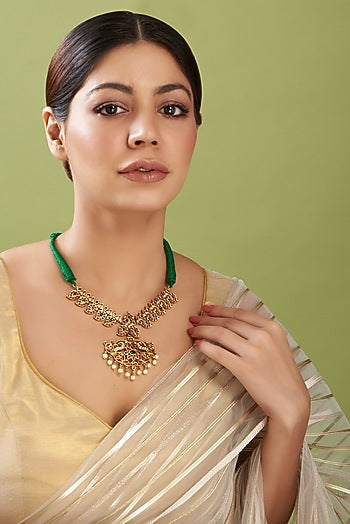 Gold Finish Kundan Polki Necklace