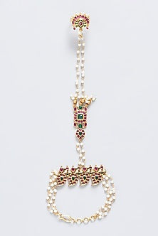 Gold Finish Kundan Polki Hathphool