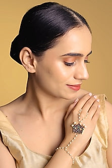 Gold Finish Kundan Polki & Kemp Stone Hand Harness