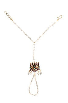 Gold Finish Kundan Polki & Kemp Stone Hand Harness