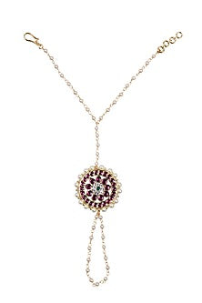 Gold Finish Kundan Polki & Kemp Stone Hand Harness