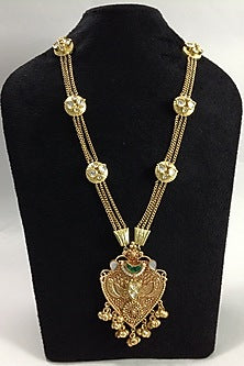 Gold Finish Kundan Long Necklace