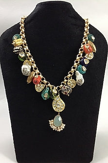 Gold Finish Coral Long Necklace