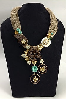Gold Finish Crystal Long Necklace