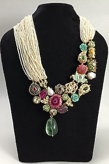 Gold Finish Fluoride Long Necklace