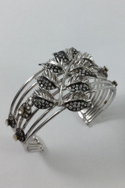 White Finish Kundan Cuff Bracelet