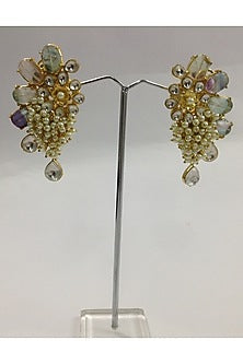 Gold Finish Pearl Stud Earrings