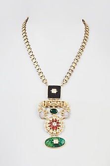 Two Tone Finish Kundan Polki Long Necklace