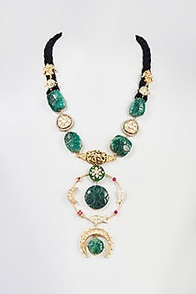 Two Tone Finish Kundan Polki Long Necklace