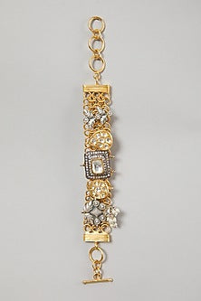 Gold & Silver Finish Kundan Bracelet