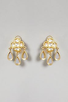Gold Finish Drop Dangler Earrings