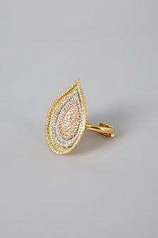 Gold Finish Ring With Zirconium