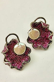 Silver Finish Pink Cubic Zirconium Earrings