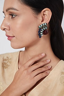 Black Rhodium Finish Quartz Earrings