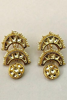 Gold Finish Baby Pearl & Kundan Polki Earrings