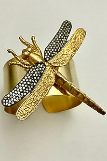 Gold & Silver Finish Cubic Zirconium Dragonfly Cuff