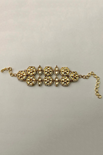 Gold Finish Kundan Polki Bracelet